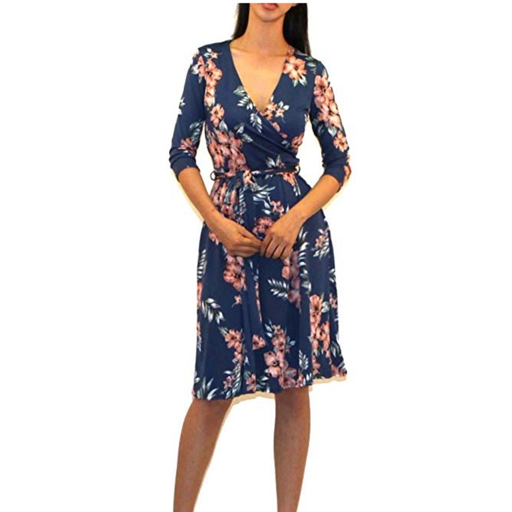 NWT Womens Wrap Waist Tie Midi Dress
